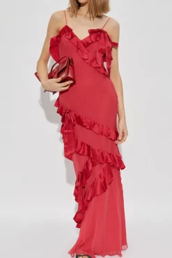 LoveShackFancy CZERWONY Sukienka `Rialto`