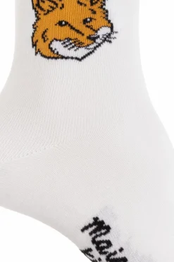 Maison Kitsuné BIAŁY Skarpety z logo