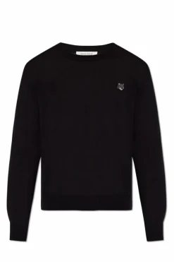 Maison Kitsuné CZARNY Sweter z logo
