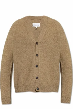Maison Margiela beżowy Kardigan z efektem `vintage`