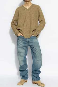 Maison Margiela beżowy Sweter z efektem `vintage`