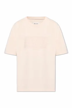 Maison Margiela beżowy T-shirt z logo