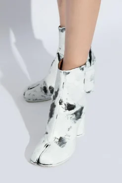 Maison Margiela BIAŁY Skórzane botki `Tabi`