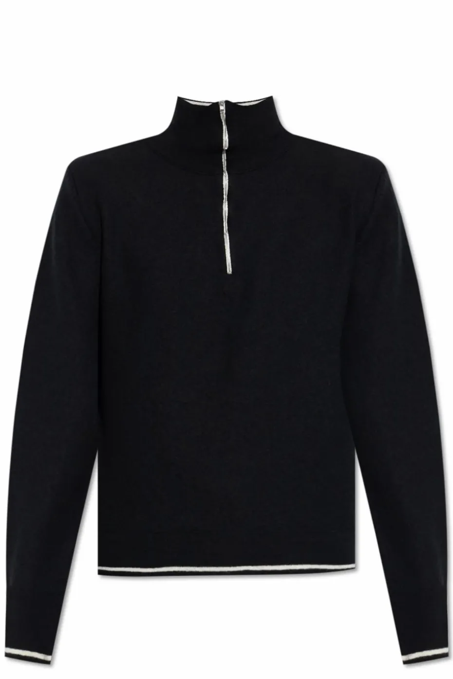 Maison Margiela CZARNY Sweter z dekoltem zapinanym na zamek