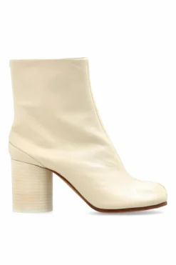 Maison Margiela kremowy Botki na obcasie z wycięciem ‘Tabi’