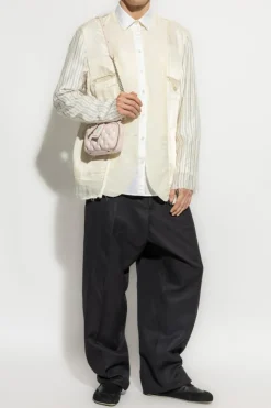 Maison Margiela kremowy Koszula z łączonych materiałów