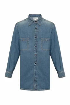 Maison Margiela NIEBIESKI Jeansowa koszula z efektem `vintage`