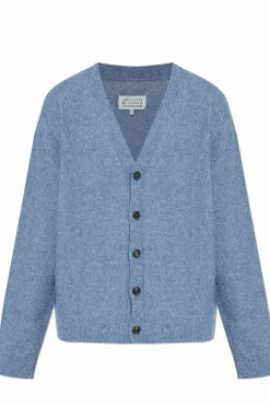 Maison Margiela NIEBIESKI Kardigan z wełnianym wykończeniem