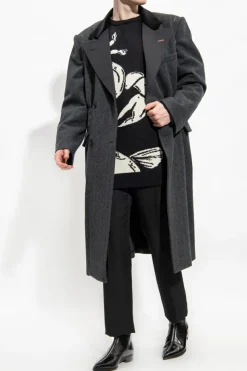 Maison Margiela SZARY Wełniany płaszcz