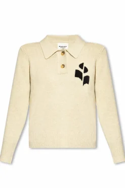 Marant Etoile beżowy Sweter ‘Nola’ typu ‘polo’