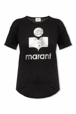 Marant Etoile CZARNY T-shirt z logo ‘Koldi’
