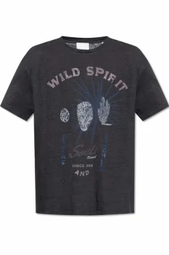 MARANT GRANATOWY Lniany t-shirt `Honore`