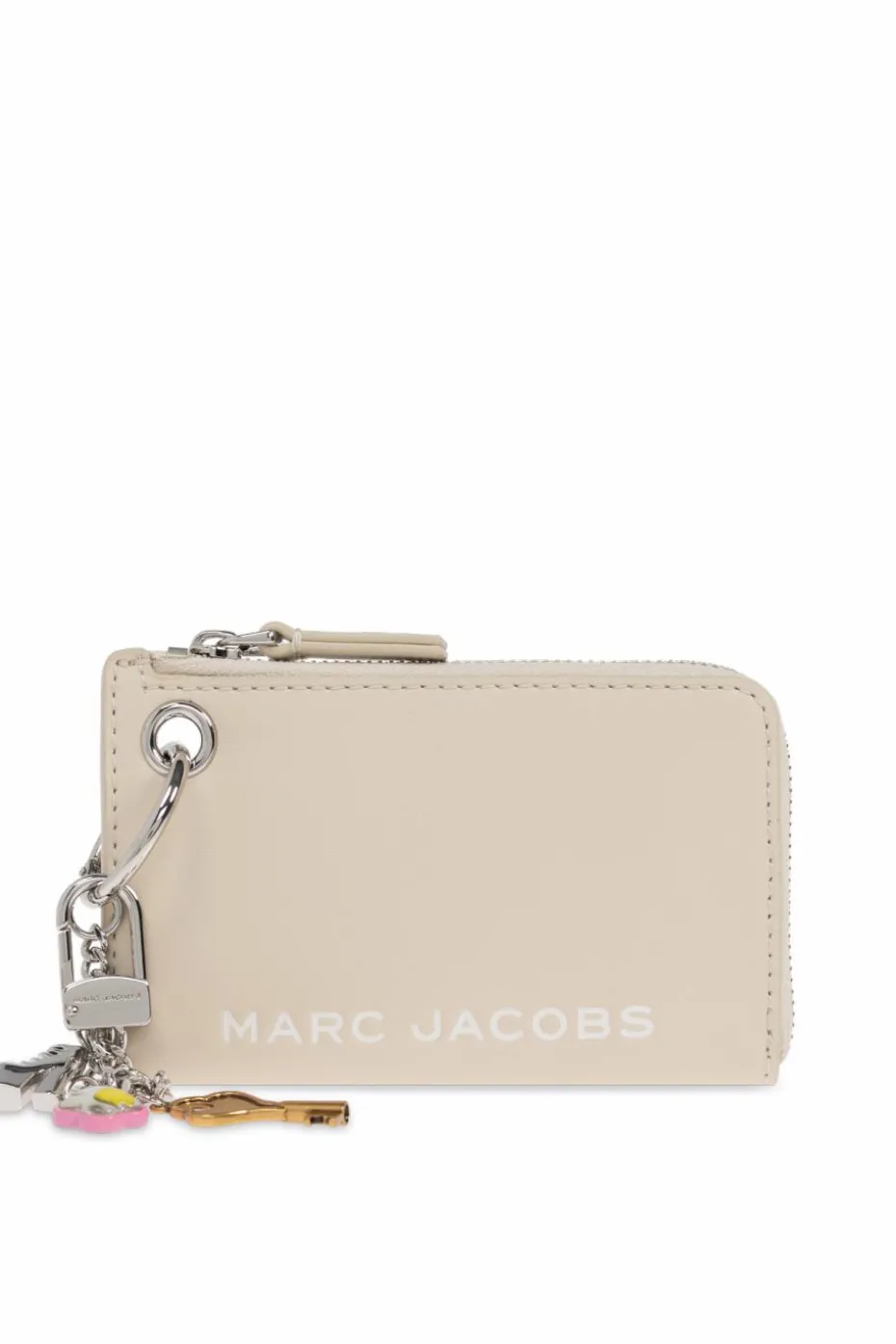 Marc Jacobs kremowy Skórzane etui z brelokiem