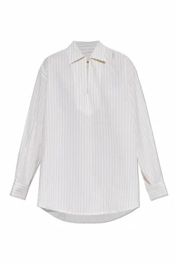 Marni BIAŁY Top typu `oversize` ze wzorem w prążki