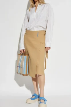 Marni BIAŁY Top typu `oversize` ze wzorem w prążki
