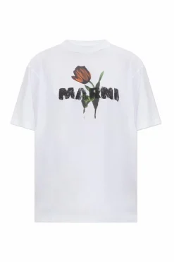 Marni BIAŁY T-shirt z logo