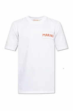 Marni BIAŁY T-shirt z logo