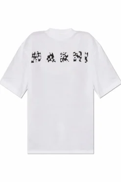 Marni BIAŁY T-shirt z nadrukowanym logo