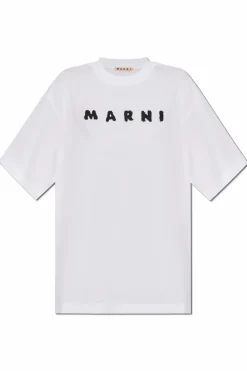 Marni BIAŁY T-shirt z nadrukowanym logo