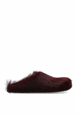 Marni BORDO Futrzane klapki