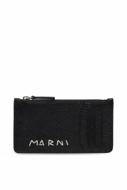 Marni CZARNY Skórzane etui na karty