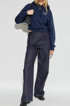 Marni GRANATOWY Bluza z logo