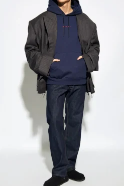 Marni GRANATOWY Bluza z logo