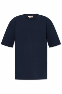 Marni GRANATOWY T-shirt z logo