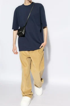 Marni GRANATOWY T-shirt z logo