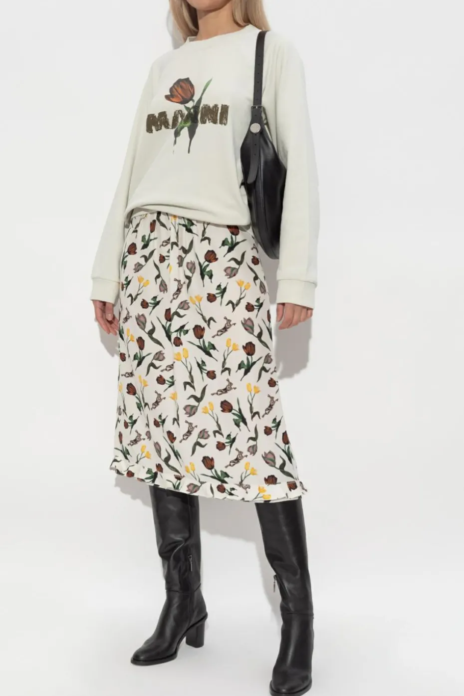 Marni kremowy Bluza z logo