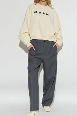 Marni kremowy Bluza z logo