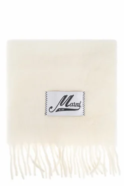 Marni kremowy Szalik z logo