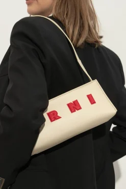 Marni kremowy Torba na ramię z logo