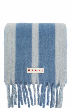 Marni NIEBIESKI Szal z logo