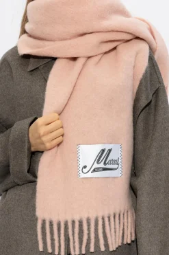 Marni RÓŻOWY Wełniany szal z logo