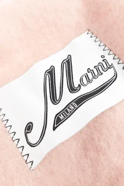 Marni RÓŻOWY Wełniany szal z logo