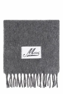 Marni SZARY Wełniany szal z logo