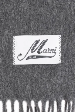 Marni SZARY Wełniany szal z logo