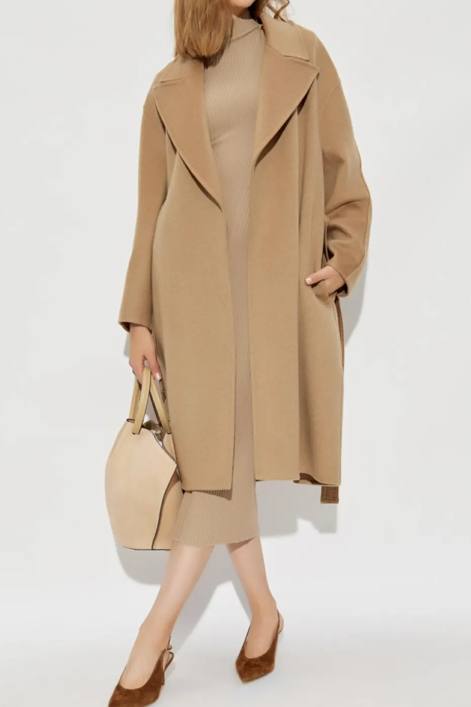 Max Mara beżowy Kaszmirowy płaszcz `Walle`
