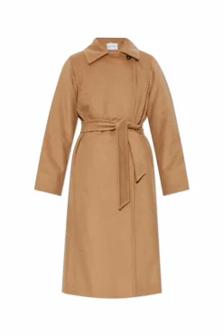 Max Mara beżowy Wełniany płaszcz