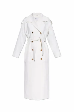 Max Mara BIAŁY Wełniany trencz