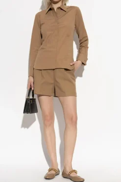 Max Mara BRĄZOWY Szorty z zaszewkami