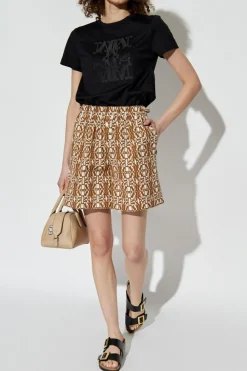 Max Mara BRĄZOWY Szorty z monogramem ‘Taiga’