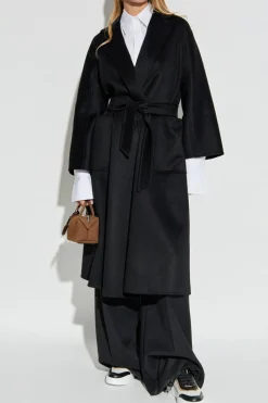 Max Mara CZARNY Kaszmirowy płaszcz `Ludmilla`