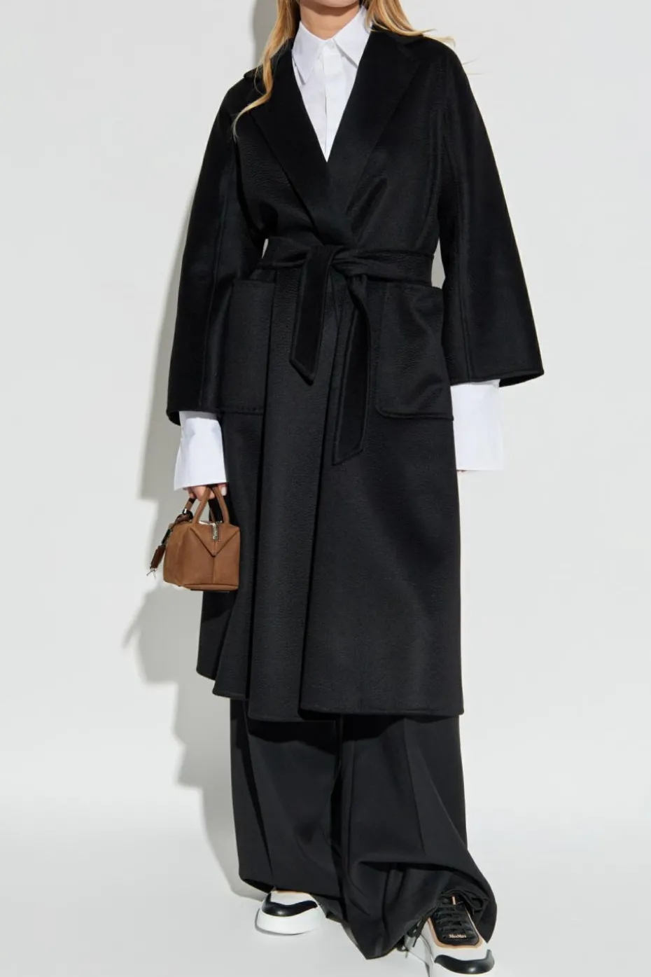 Max Mara CZARNY Kaszmirowy płaszcz `Ludmilla`