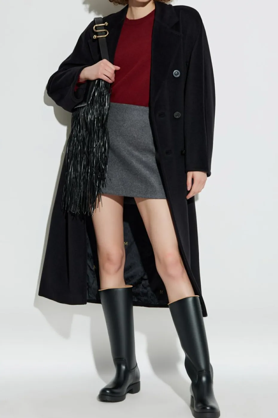 Max Mara CZARNY Wełniany płaszcz ‘Madame’