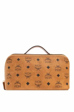 MCM BRĄZOWY Kosmetyczka z monogramem