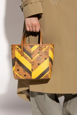 MCM BRĄZOWY Torba do ręki z ćwiekami