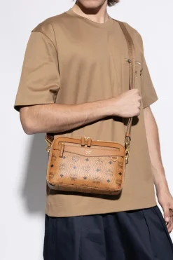 MCM BRĄZOWY Torba na ramię z monogramem