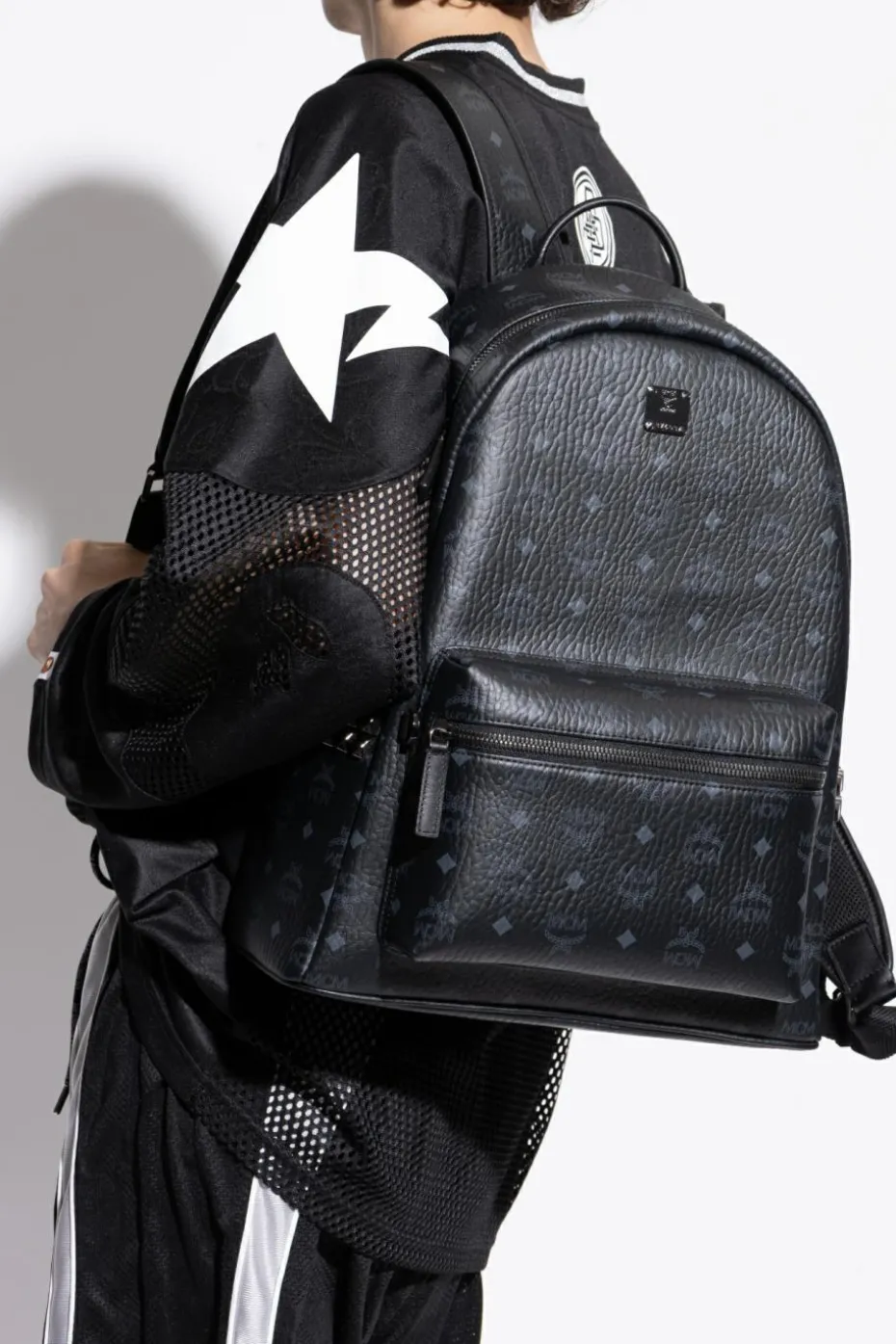 MCM CZARNY Plecak z logo